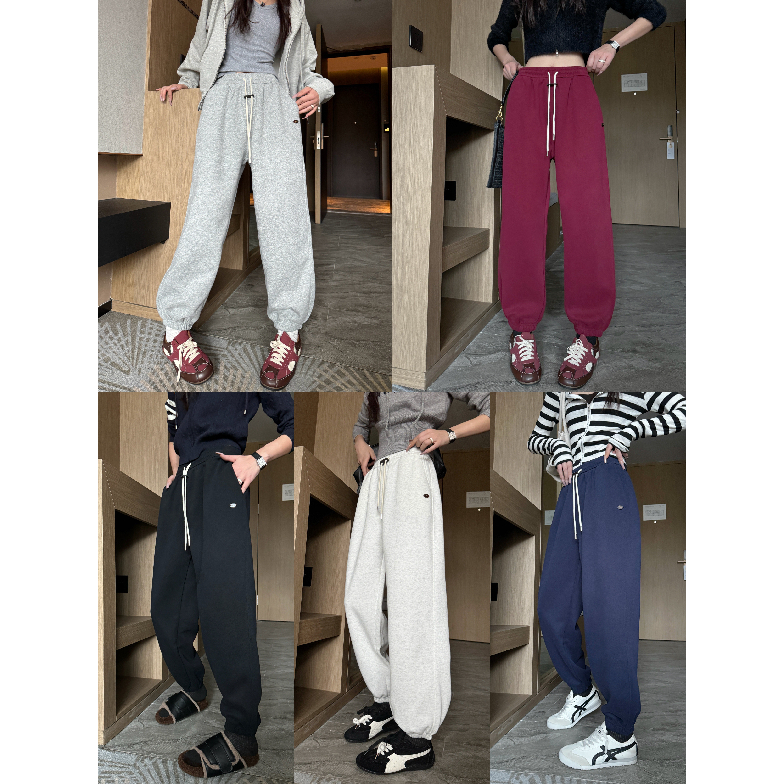 8040【直筒束腿2穿阔版】韩G蛋蛋裤直筒裤宽松加绒加厚卫裤女