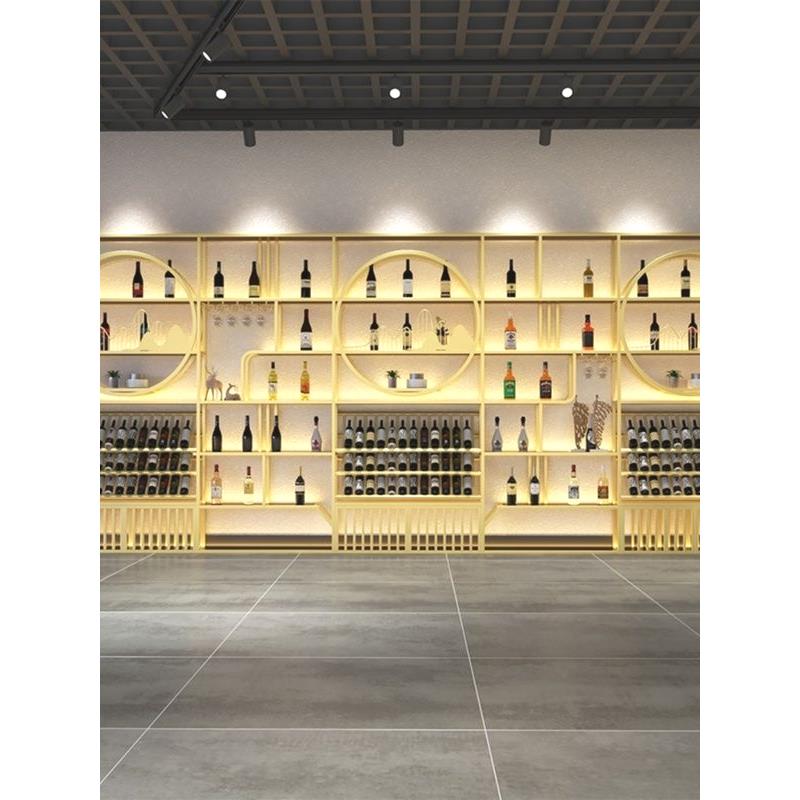 酒庄落地柜创意多层酒柜酒窖发光红白洋酒收纳展示架商用葡萄酒架