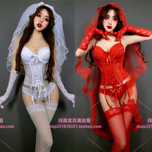 酒吧节日派对鬼新娘红色头纱婚纱情趣性感透视蕾丝gogo演出服套装