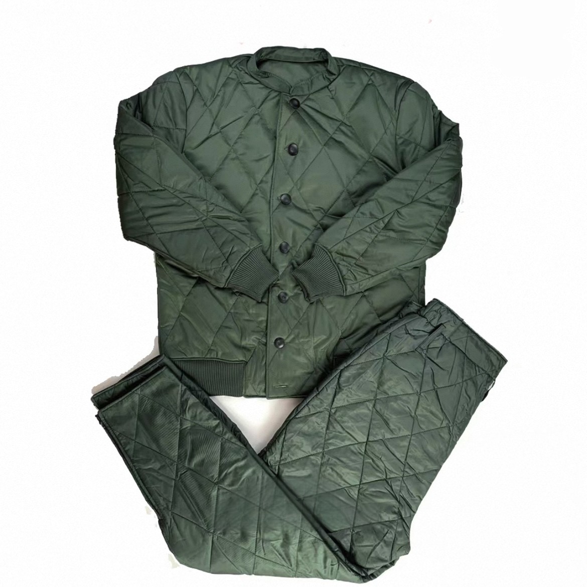 正版军绿色棉衣棉袄冬季松枝绿保暖单上衣收腰短款棉衣裤套装