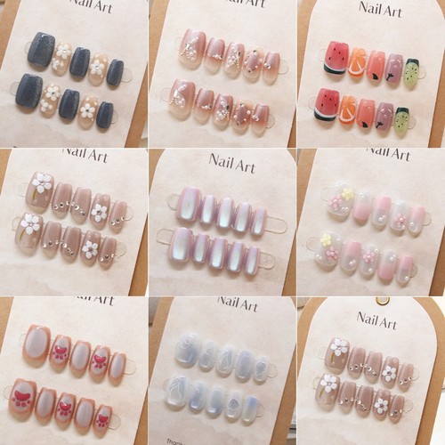 短款穿戴甲玻璃珠猫眼10片美甲片