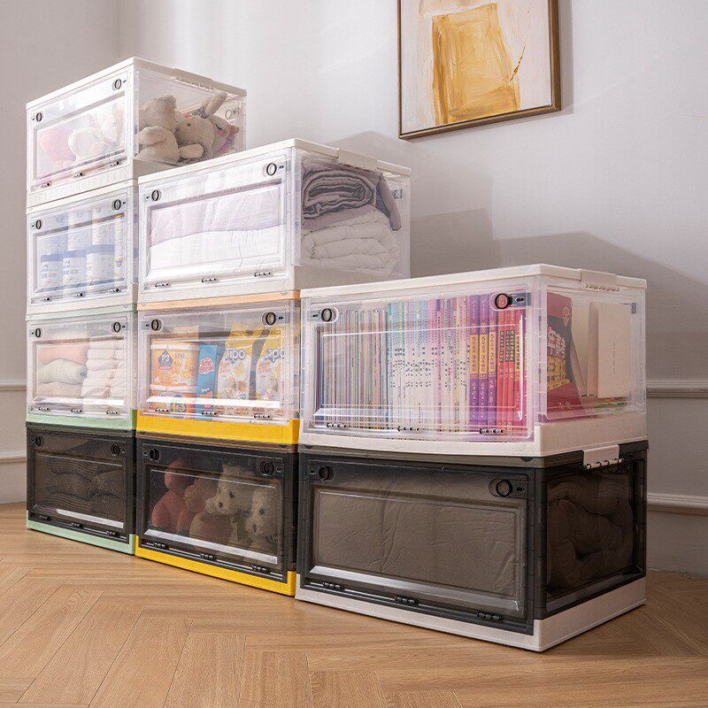 侧开透明带抽屉衣柜收纳箱