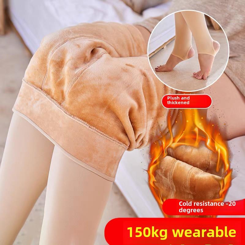 加绒加厚秋冬保暖秋裤外穿加肥大码打底裤女高腰不掉档连裤袜丝袜