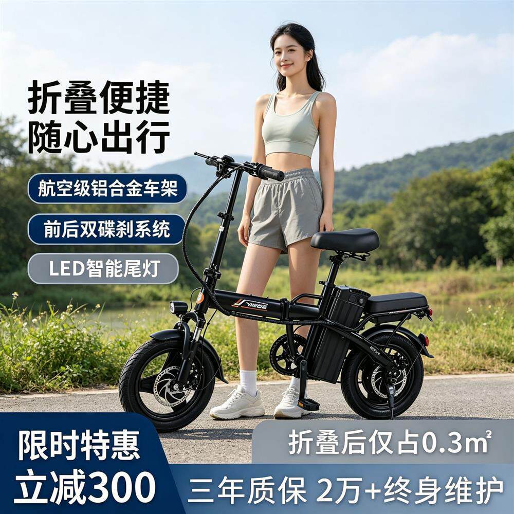 折叠电动车代驾电动自行车新国标锂电超轻便携小型代步电瓶车户外