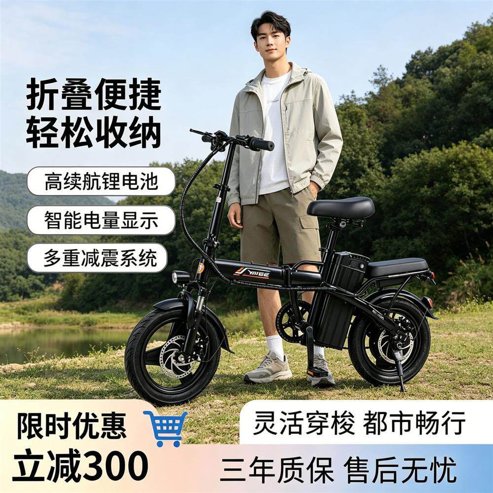 折叠电动自行车代驾超轻便携小型助力代步锂电池新国标新款电瓶车