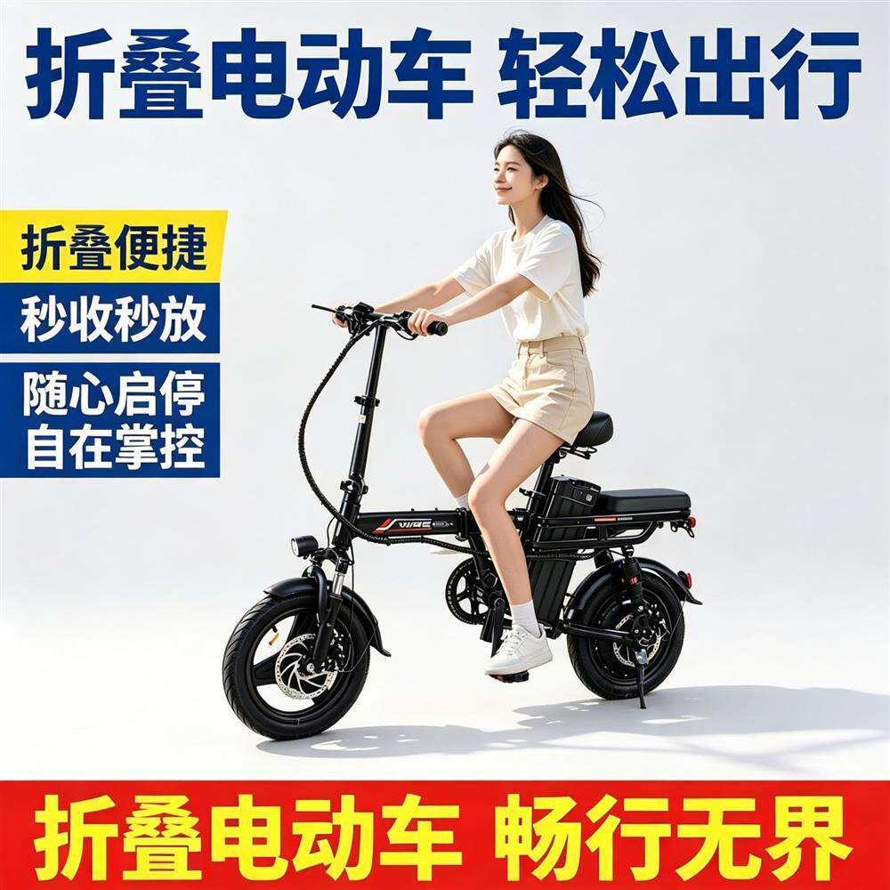 折叠电动自行车代驾电瓶车代步新国标超轻便携户外小型助力锂电池