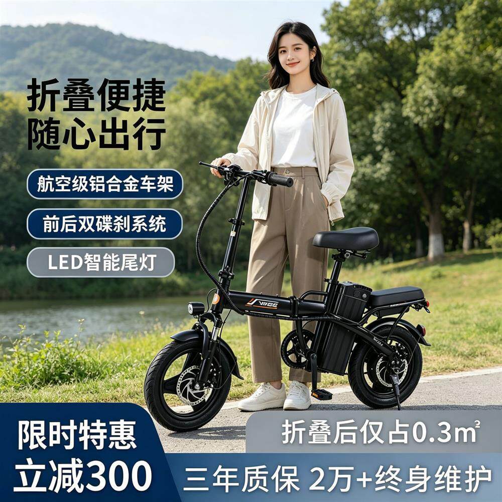 新国标电动自行车代驾折叠电动车锂电超轻便携户外小型代步电瓶车