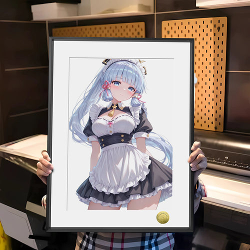 皇呱《冰蓝小女仆》 原神神里绫华冰蓝小女仆同人周边装饰画