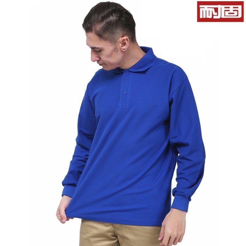 耐固工作服欧款纯色POLO衫 t恤男全棉长袖休闲青年户外运动服包邮