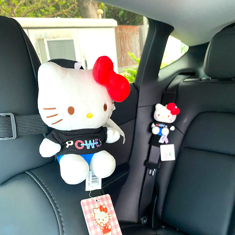 正版HelloKitty车载纸巾盒权志龙同款凯蒂猫车用安全带套车内装饰图片