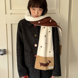 」双面波点秋冬围巾 画廊 温暖可爱原创围脖 Case「小狗 nothe