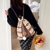 nothe Case「北岛絮语」冬日费尔岛双肩包 拼接毛绒大容量背包