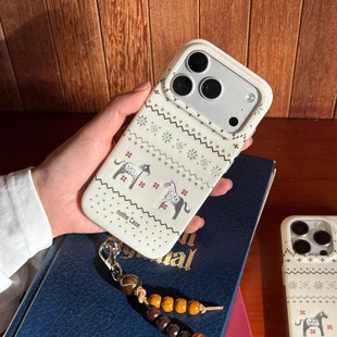 nothe 适用于苹果17ProMax Case「躺躺小马」原创手绘简约硅胶手机软壳