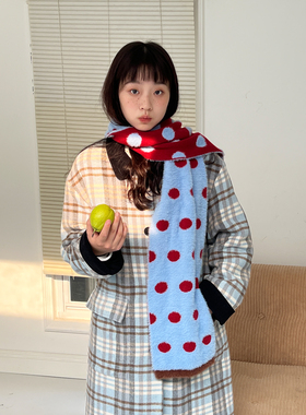 nothe Case「露夕」温暖波点撞色围巾新款冬双层保暖百搭披肩围脖