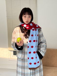 nothe 冬双层保暖百搭披肩围脖 Case「露夕」温暖波点撞色围巾新款