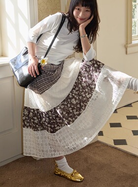 nothe Case「窗边假日」蕾丝碎花拼接半身裙 复古文艺A字裙