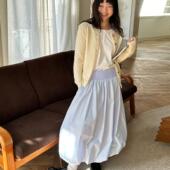 nothe Case「海盐晴山」浅调蓬蓬裙 休闲蓝色花苞裙