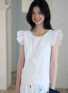 nothe Case「小飞袖」百搭白色背心 显瘦少女感吊带上衣