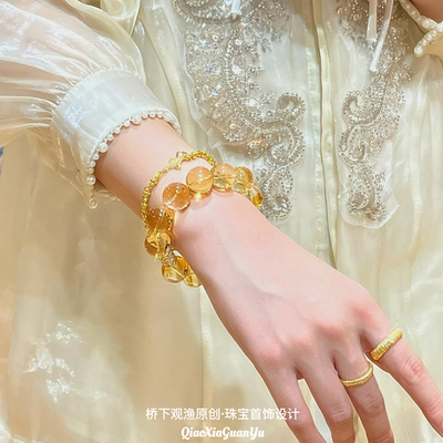 真招财转运天然巴西黄水晶手链女