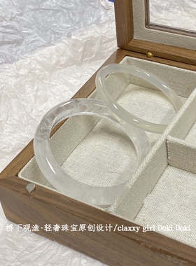 天然冰种白水晶手镯透亮冰透荔枝冻玛瑙玉镯玉髓美人叮当镯 6mm