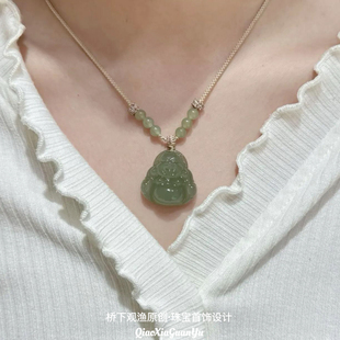 新疆和田玉青玉佛像玉坠男女项链弥勒佛大肚佛笑佛玉石玉佩吊坠