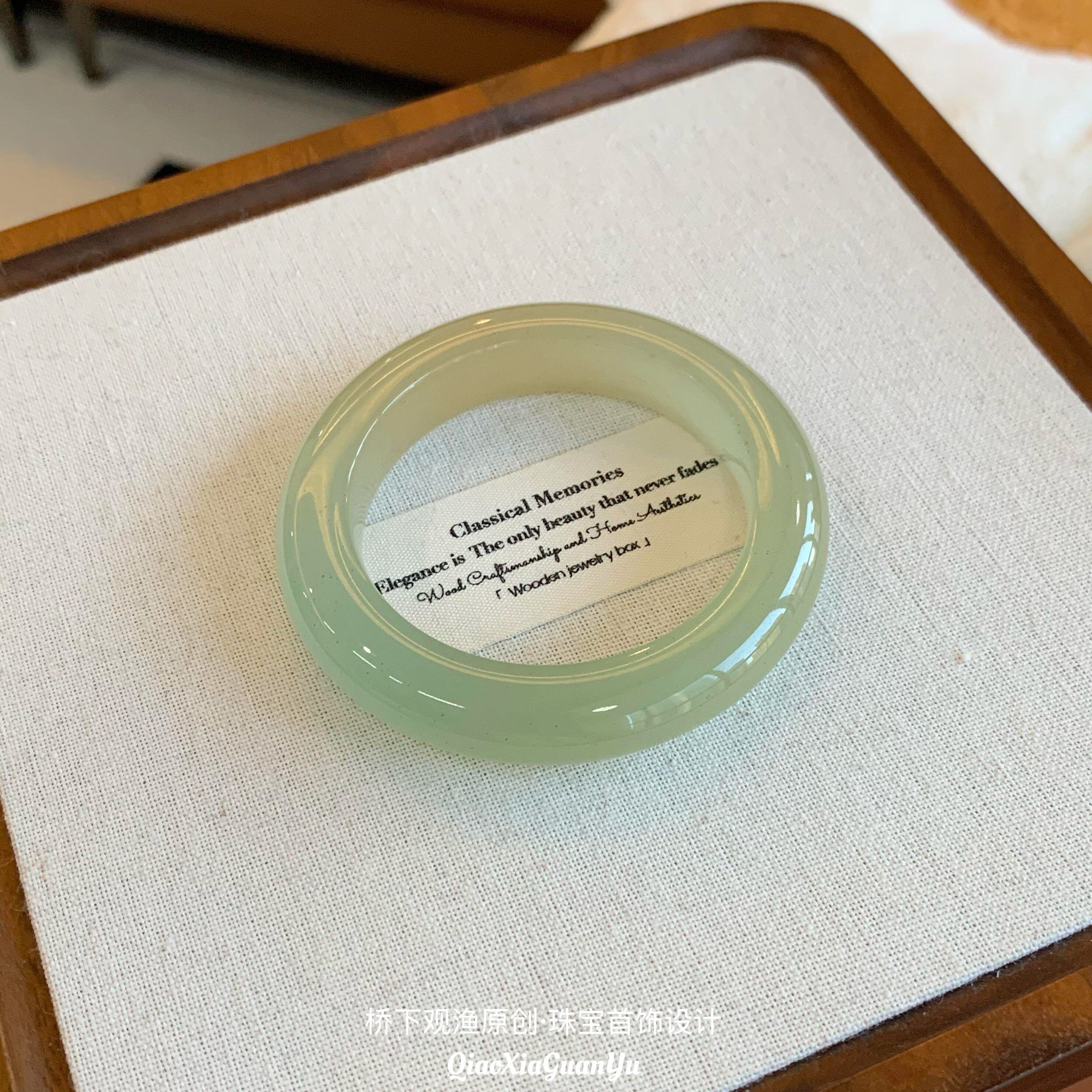 天然冰种东陵玉手镯叮当镯正品远山黛玉镯子美人条青白玉晴水玉镯