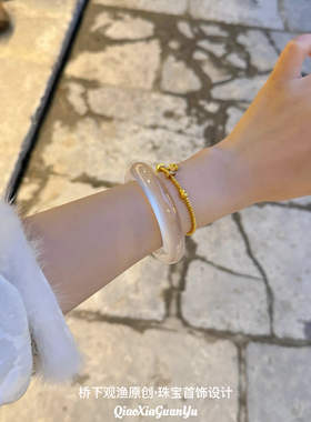 纯天然白月光玛瑙手镯荔枝冻玉髓