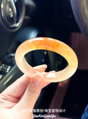 天然一口糖黄龙玉手镯香槟金玛瑙玉髓手镯黄色水沫玉黄翡翠玉镯女