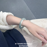 天然天青凍石英巖玉中寬扁條手鐲