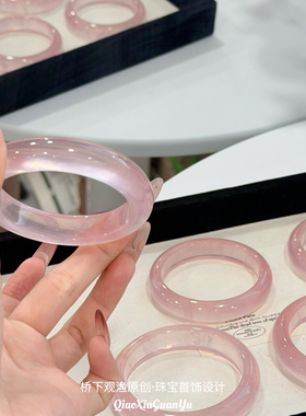 粉水晶手镯女马粉芙蓉石水晶玛瑙