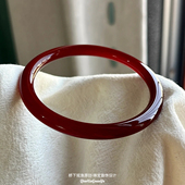 天然红玛瑙玉镯玉髓手镯圆条手镯红玉髓手工显白女本命年白月光女