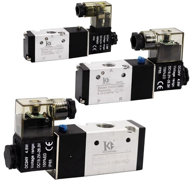 二位三通电磁阀3V110-3V210-3V310-06-08-10-NO-NC DC24V AC220V