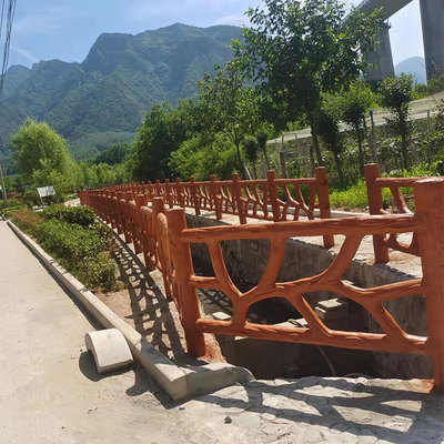 水泥仿木护栏仿树藤围栏河道景区B公园栈道隔离防护钢筋混凝土栏