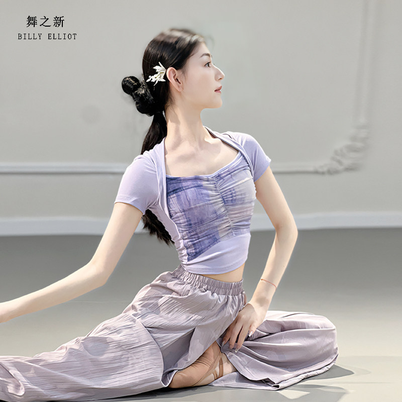舞之新现代舞水墨画上衣显瘦短袖图片