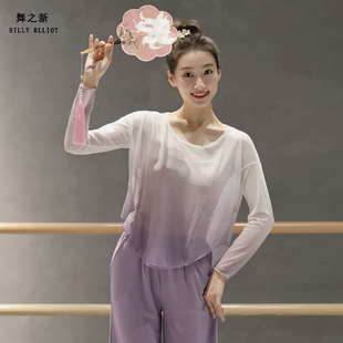 古典舞纱衣演出服女飘逸罩衫 宽松身韵中国舞服专业舞蹈练功服上衣