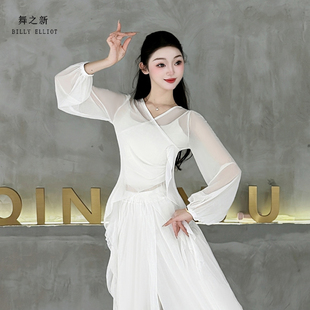 古典舞纱衣飘逸中国舞上衣网纱白色形体2026新款好看的舞蹈练功服
