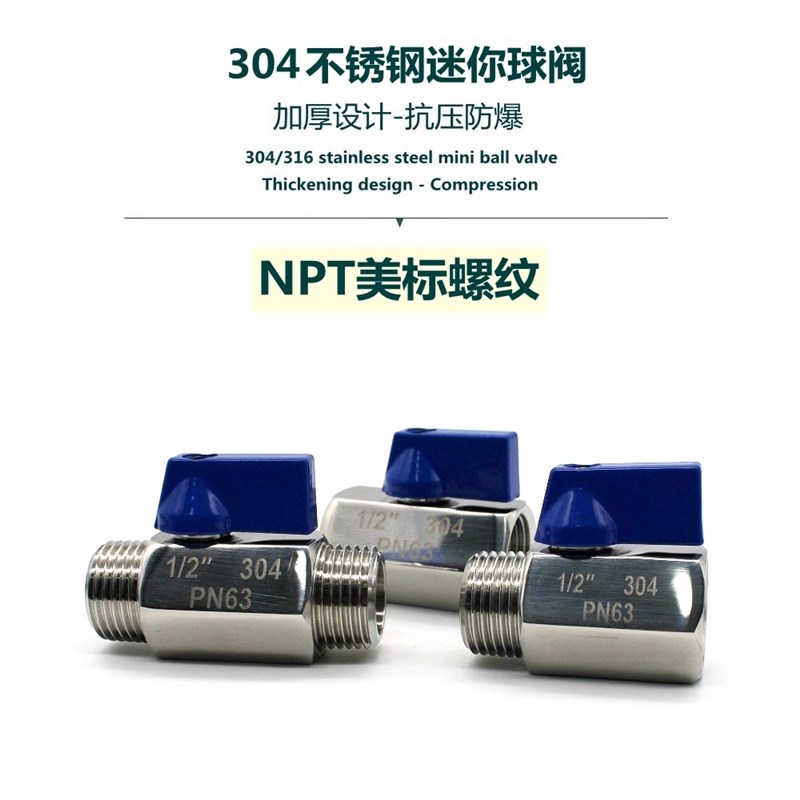 304/316不锈钢钢迷你高压球阀内丝内螺纹直通仪表阀门小球阀 NPT
