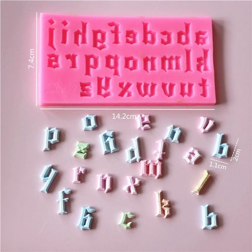 翻糖哥特字母大写小写数字硅胶模具巧克力粘土滴胶装饰工具配件模