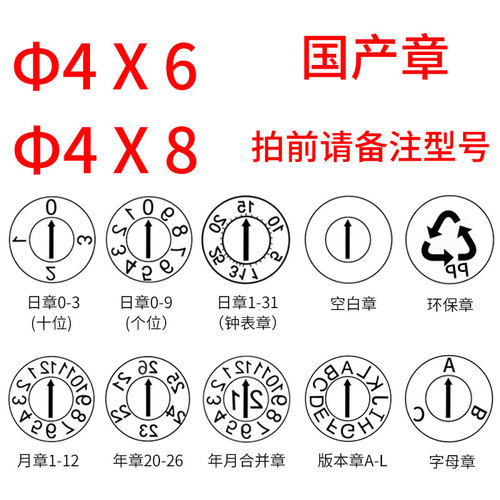 塑胶模具进口可调21年月合并日期章数字母波珠卡位环保章日期标码
