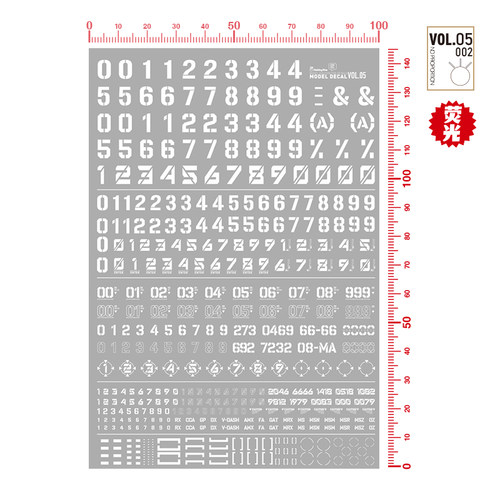 喵匠高精度水贴VOL5数字符号 模型水转印贴纸荧光款色