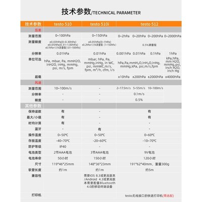 德图testo510差压计数显压力表正 负压表压差表电子手持式微压计