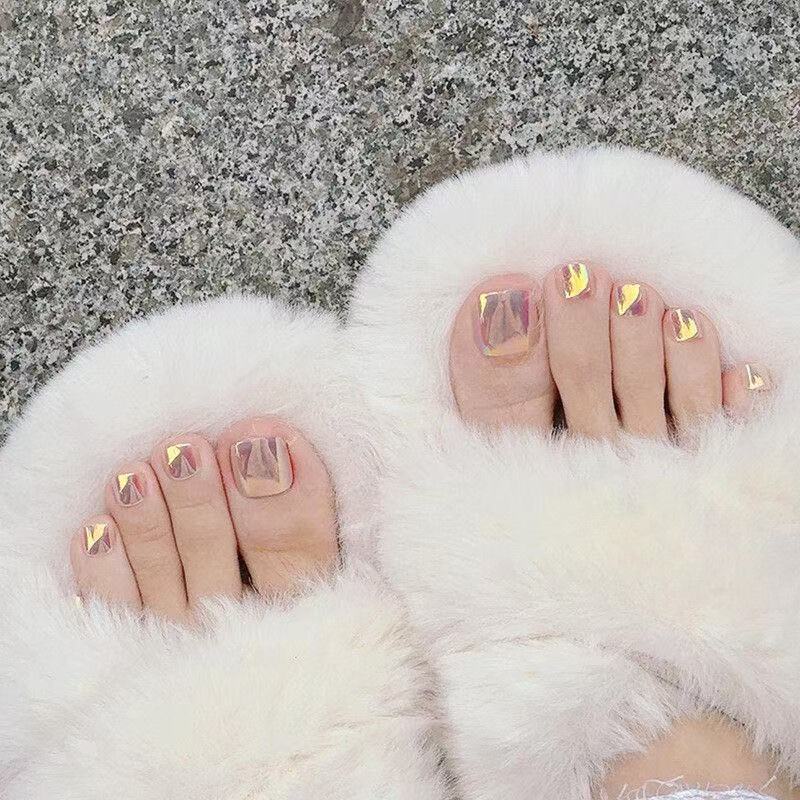 镜面月光粉极光显白脚趾甲片