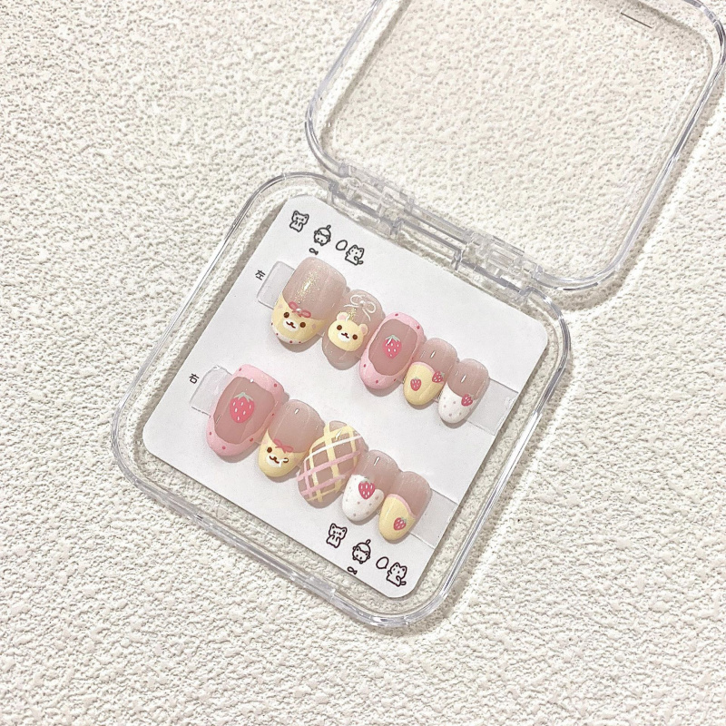 轻松手绘可爱ins风草莓轻松熊手