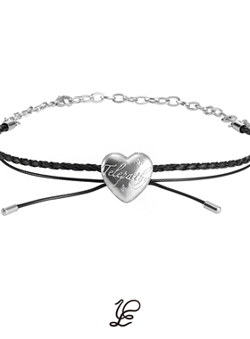 铜镀白k双层皮绳女锁骨链