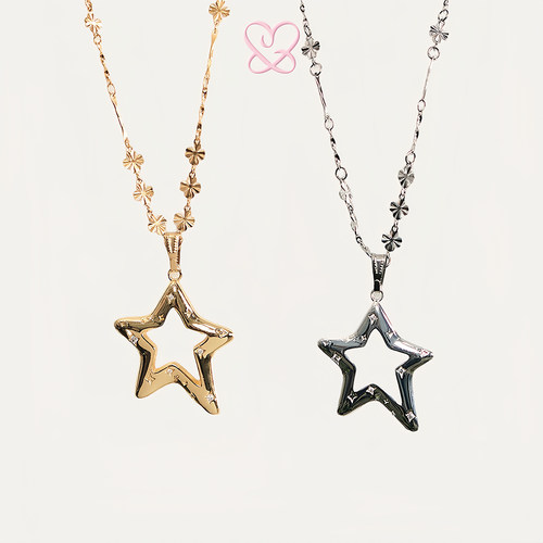 1P Juvilove原1P Jewelry 镂空星星锆石长项链 金银两色