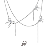 Jewelry 蝴蝶结锆石镶嵌蛇链流苏多层链条项链