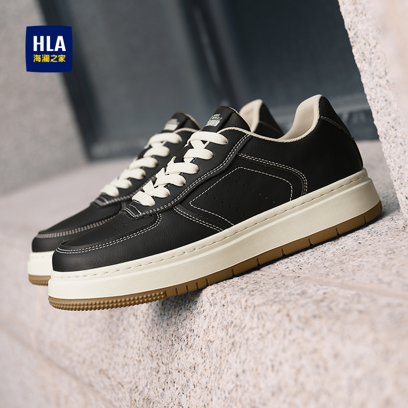 休闲鞋潮流百搭运动皮面厚底板鞋