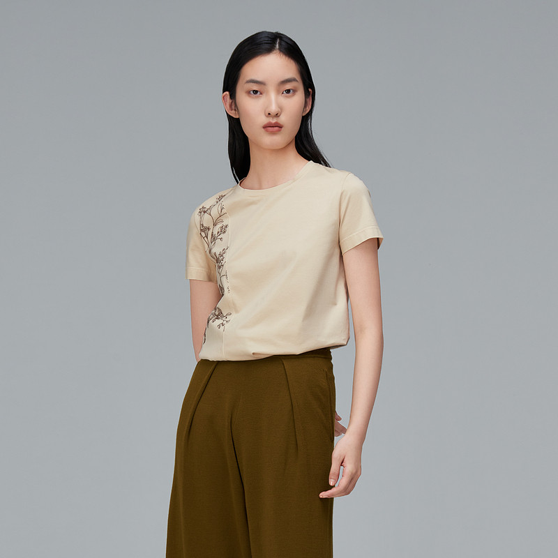 EXCEPTION例外女装女装 印花短袖T恤A121-J3D02 - 实物图