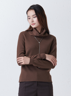 EXCEPTION例外女装单边工艺高领设计套头衫通勤简约毛衣A118-U2D0