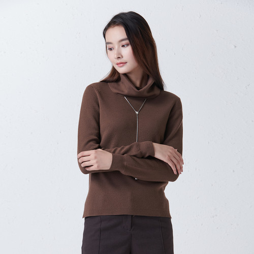 EXCEPTION例外女装单边工艺高领设计套头衫通勤简约毛衣A118-U2D0
